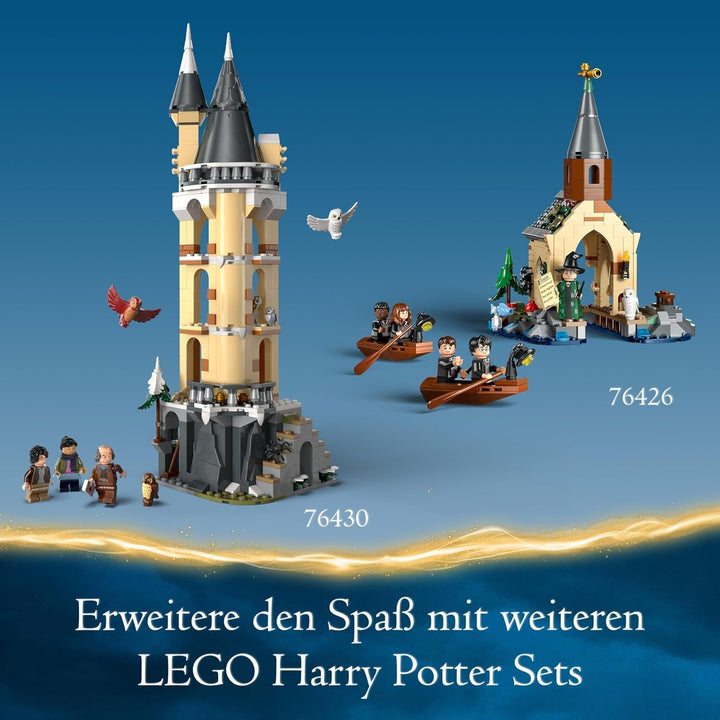 LEGO Harry Potter Owlery la Castelul Hogwarts, set de aventură cu animale de jucărie și 3 mini figurine, jucărie pentru film pentru copii, cadou pentru fete, băieți și toți fanii de la 8 ani 76430