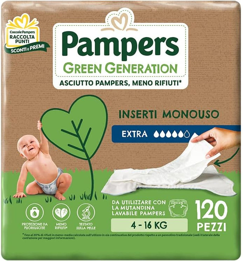 Pampers Green Generation Extra, 4 - 16 kg, alb, 120 buc