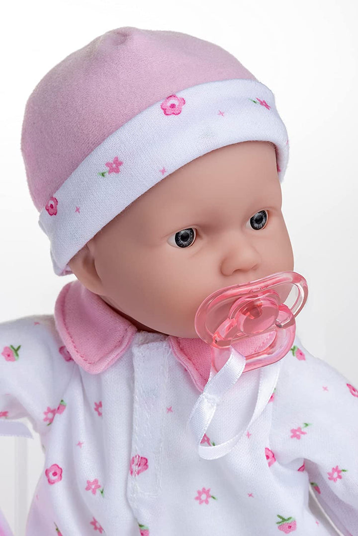 JC Toys La Baby Caucasian Baby Doll Set - păpușă moale de 28 cm, lavabilă, costum roz detașabil cu pălărie, pătură și suzetă, pentru copii de la 12 luni în sus