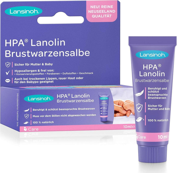 Lansinoh HPA Lanolin Brustwarzensalbe, 10 Ml - 100% Natürlich - Beruhigt & Schützt Beanspruchte Brustwarzen - Klimaneutral, 10940, Farblos