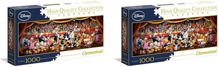Clementoni 39445 Panorama Disney Orchestra - Puzzle 1000 piese de la 9 ani, puzzle pentru adulți cu imagine panoramică, joc de îndemânare pentru întreaga familie, ideal ca perete mural