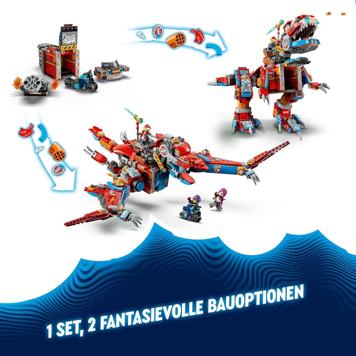 LEGO Dreamzzz 2-In-1 Coopers Dino-Mech C-Rex, jucărie Pterodactyl, T.Rex figurină de acțiune pentru băieți și fete, jucărie creativă, set de aventură, cadou pentru copii de la 9 ani 71484