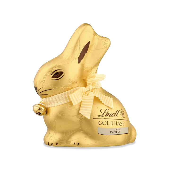 Lindt Schokolade GOLDHASE | 100 G GOLDHASE | Weiße Premium Schokolade Mit Erdbeerstückchen in Hasenform Zu Ostern | Osterschokolade | Schokoladengeschenk | Schokoladenhase | Osterhase