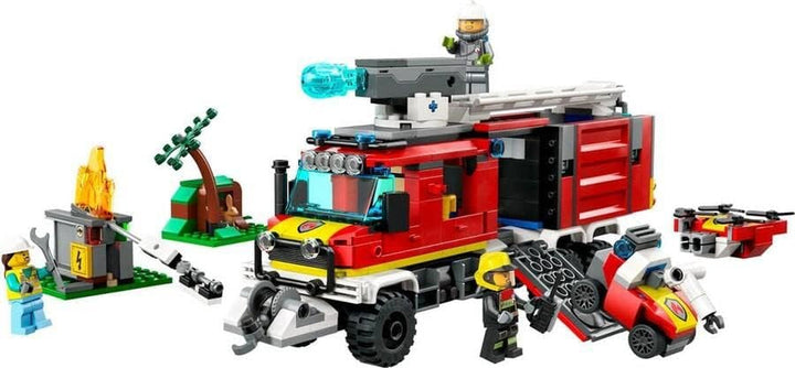LEGO 60374 City Fire Brigade Command Vehicle, jucărie modernă cu camion de pompieri, cu drone de stingere a incendiilor, cu figuri pentru copii