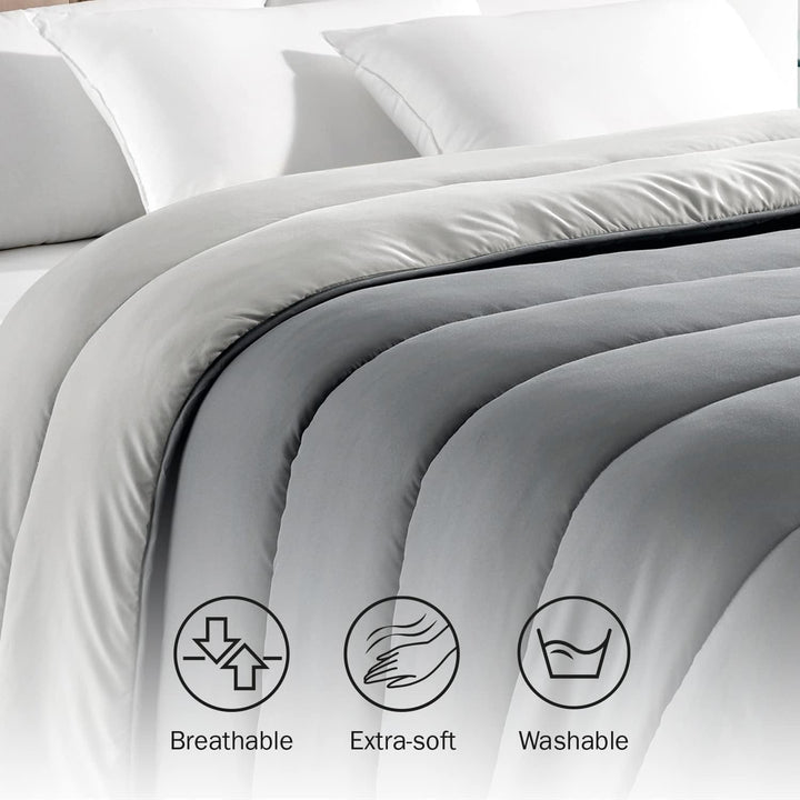 Pikolin Home - Plapumă reversibilă 300 G - Umplutură nordică bicoloră - Pentru pat 90 - confortabilă, caldă, respirabilă, albastru marin, 135 X 200 cm