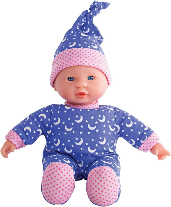 Simba 105010010 - Laura Little Star, păpușă cu corp moale în rochiță dulce și șapcă cu luni și stele strălucitoare, 20 cm, strălucește în întuneric, păpușă pentru copii de la 12 luni, albastru