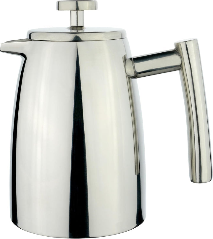 Cafe HFD-16 Stäl Belmont filtru de cafea cu perete dublu din oțel inoxidabil de înaltă calitate 18/10 - 16 cești demitasse, 2 litri, lustruit lucios, tamper