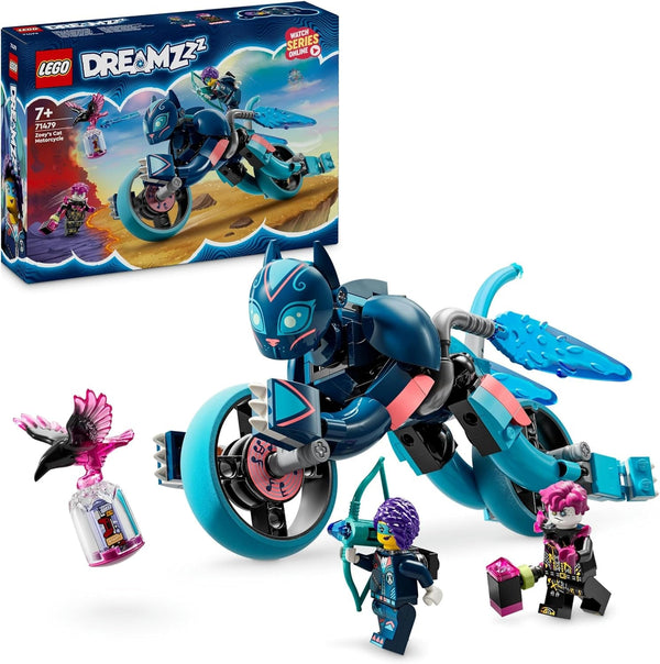 Motocicleta pisicii lui Zoey LEGO Dreamzzz 2 în 1, cadou pentru copii cu vârsta peste 7 ani, figurină de animale de reconstruit, motocicletă de jucărie, set de joacă fantezie pentru băieți și fete 71479