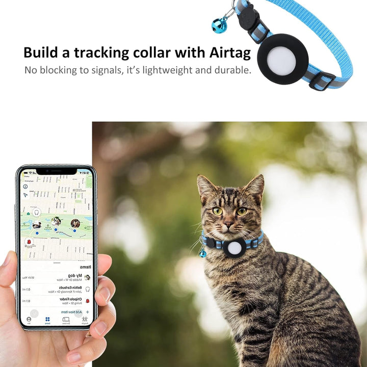 Simplethings 2022 Airtag Suport pentru zgardă pentru pisici, suport pentru zgardă mică pentru pisici compatibil cu Apple Airtag, pachet de 2 huse de protecție impermeabile pentru zgardă pentru animale de companie în limita a 1 cm