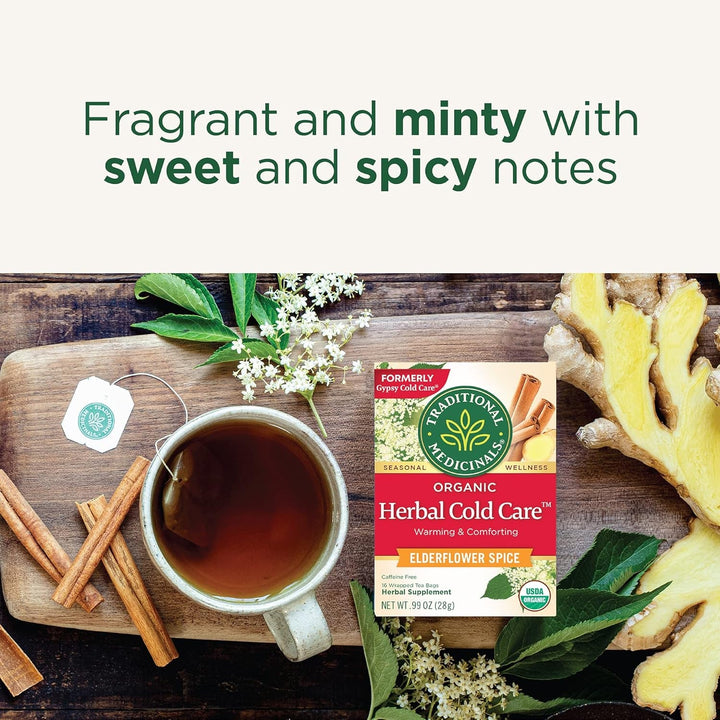 Tea, Herbal Cold Care Seasonal Tea with Elderflower Spice, 96 Tea Bags(Pack of 6) Tea USA Naty Shop