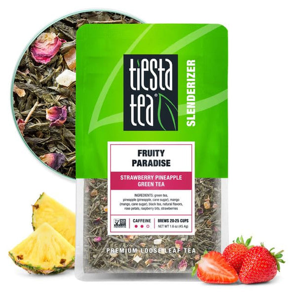 - Fruity Paradise | Loose Leaf | Strawberry Pineapple Green Tea | Premium Blend | Medium Caffeinated Green | Make Hot or Iced Brews up to 25 Cups | 1.6Oz Resealable Pouch Tea USA Naty Shop Default Title