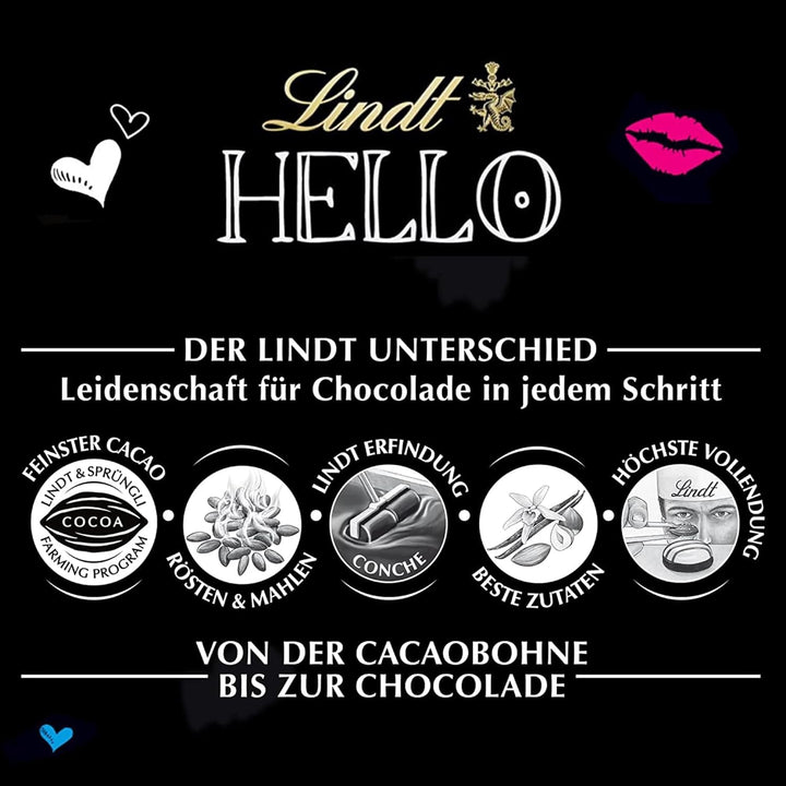 Lindt Schokolade HELLO 4 Good Vibes | 90G | 4 Verschiedene HELLO Pralinen Zum Teilen Oder Selber Genießen | Schokoladengeschenk