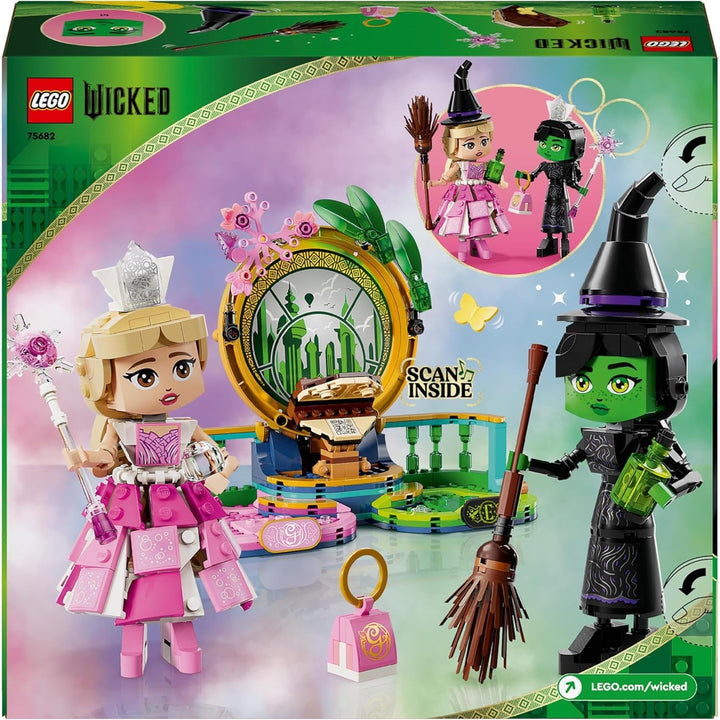 Păpuși LEGO Wicked Elphaba și Glinda - jucărie cu figurine de colecție ale vrăjitoarelor din Oz - cadou creativ pentru fete peste 10 ani și fani ai filmului - 75682