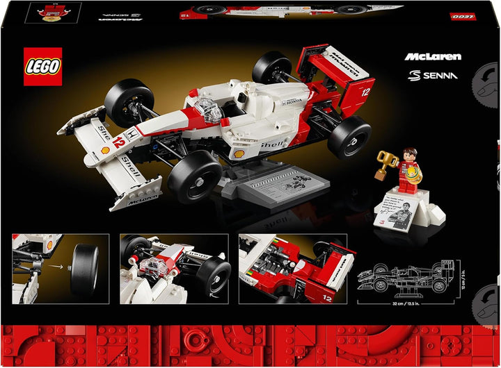 Set de mașini model LEGO Icons Mclaren MP4/4 & Ayrton Senna, kit de mașini de curse F1 pentru adulți cu mini-figură de pilot de curse, obiect de colecție, idee de cadou pentru bărbați, femei, el & ea 10330