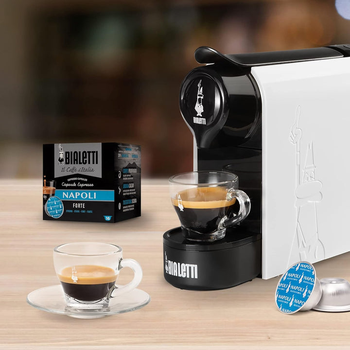 Bialetti Gioia, filtru de cafea espresso pentru capsule din aluminiu, super compact, recipient de 500 ml, 1200 W, alb