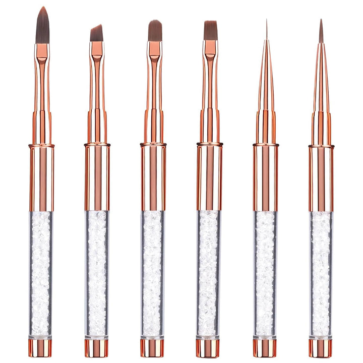 6 bucăți de pensule de unghii cu capac pentru unghii, gel UV, acrilic, pensulă de unghii, pensulă pentru gel de unghii, set de pensule parțiale pentru arta unghiilor