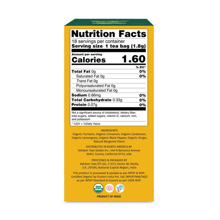 , Organic Turmeric Citrus Ginger Herbal Tea (18 Count) Caffeine Free, Gluten Free | 100% Pure Herbal Blend - Citrusy & Savory | Eco-Friendly Individually Wrapped Tea Bags | Direct from Source Tea USA Naty Shop