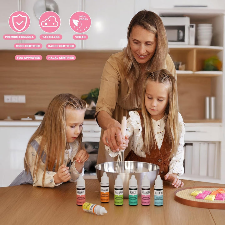 Colorant alimentar liposolubil 7 culori Macaron x 12 ml, colorant alimentar foarte concentrat pe bază de ulei pentru ciocolată, colorant alimentar pentru decorarea torturilor, brioșe, copt, glazură, fondant