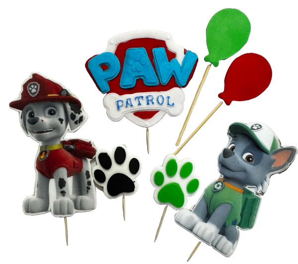 Lot de 7 décorations comestibles en pâte à sucre, Paw Patrol