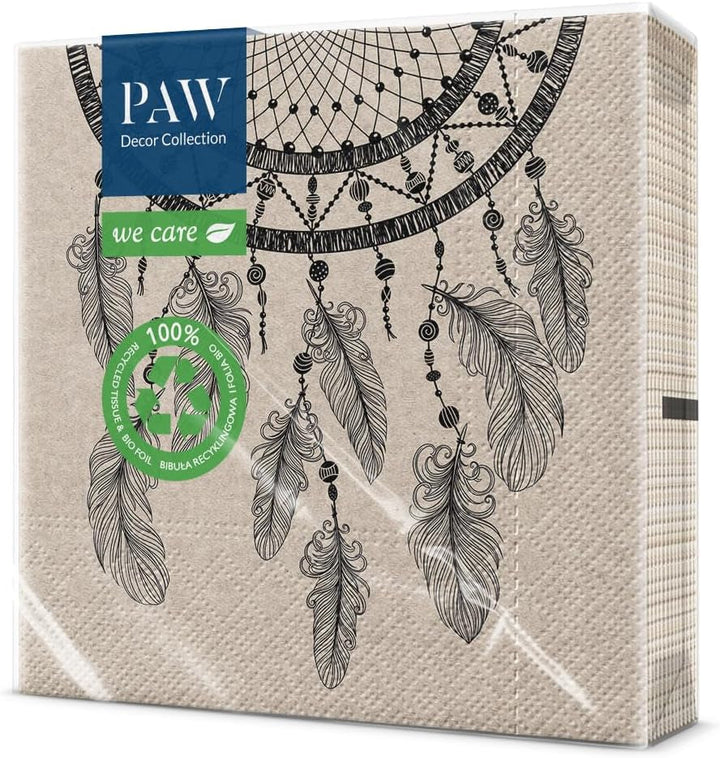 Pfotenkollektion X Pfoten Dekor Kollektion CM Papiertücher mit 3 Schichten. 20 Stücke. Gedruckt mit farben auf Wasserbasis. Tischdekorationen. Nature, Hirsc, PAW_022022, Hirsch, 33 x 33 cm (Paket mit 3)