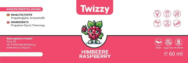 Twizzy Himbeere Lebensmittelaroma -60Ml- Intensives Aroma – Ideal Zum Backen, in Lebensmitteln & Getränken, Auch Für Vernebl., Nebelm., Uvm