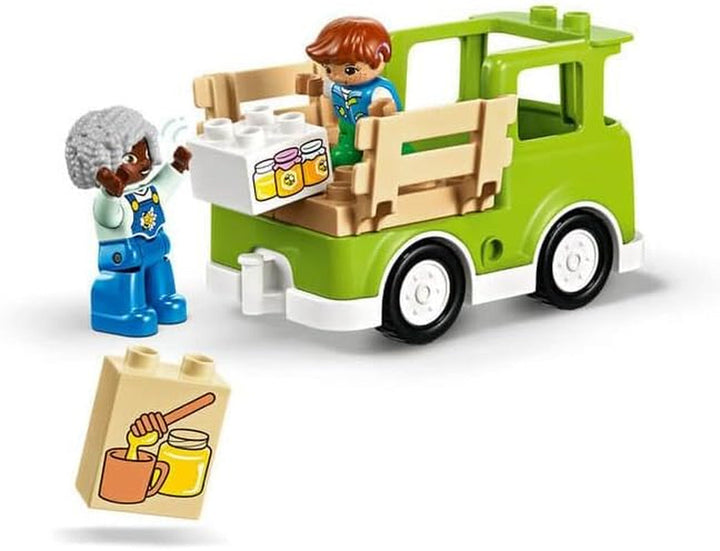 LEGO DUPLO Town Apicultură și stupi, jucărie educativă pentru copii mici cu 2 figuri și un camion mobil, set de construit și reconstruit, jucărie pentru copii mici de la 2 ani 10419