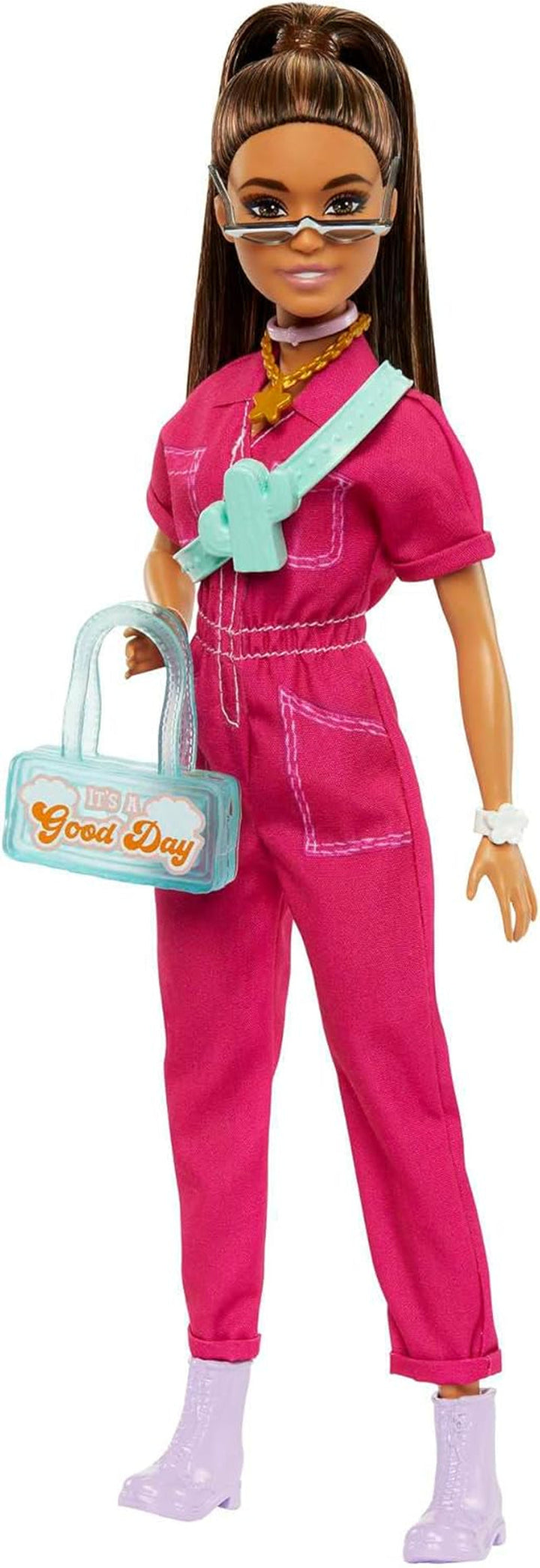 Barbie Ken - păpușă blondă cu cămașă albastră și costum de baie, accesorii de plajă și minge de plajă pentru jocuri creative, pentru copii de la 3 ani, HPL74