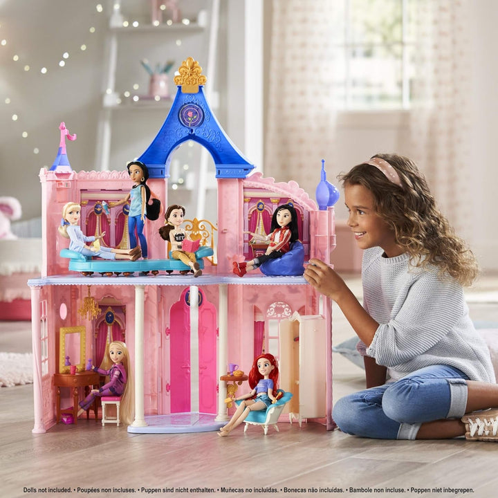 Castelul Disney Princess Comfy Squad, casă de păpuși cu 6 piese de mobilier și 16 accesorii, jucărie pentru fete de la 5 ani