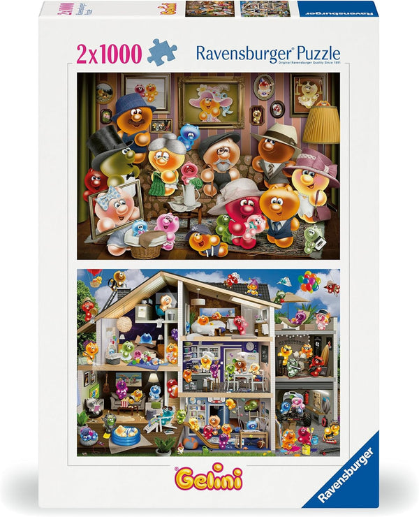 Ravensburger Puzzle 12000341 - Funny Gelinis - 2X Puzzle jigsaw de 1000 de piese pentru adulți și copii de peste 14 ani