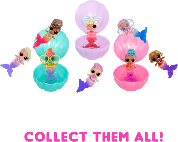 L.O.L. Surpriză! Mermaids Baby Sisters - Cu cozi care își schimbă culoarea, Selecție surpriză, Conține 1 păpușă cu accesorii drăguțe, Colecționează toate cele 8 păpuși, Pentru copii cu vârsta de 4 ani și peste