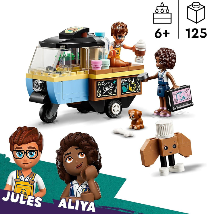 LEGO Friends Rolling Café, jucărie mică de copt pentru copii, cadou pentru fete și băieți de la 6 ani, jucărie educativă cu personajele Aliya, Jules și câinele Aira 42606
