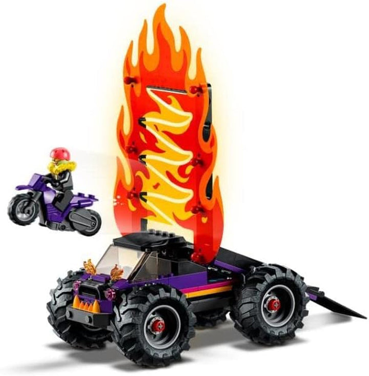 LEGO 60339 City Stuntz Stuntz Show Double Looping Set, Incl. rampă, monster truck, 2X motocicletă și 7 minifigurine, jucărie pentru copii cu vârsta peste 7 ani