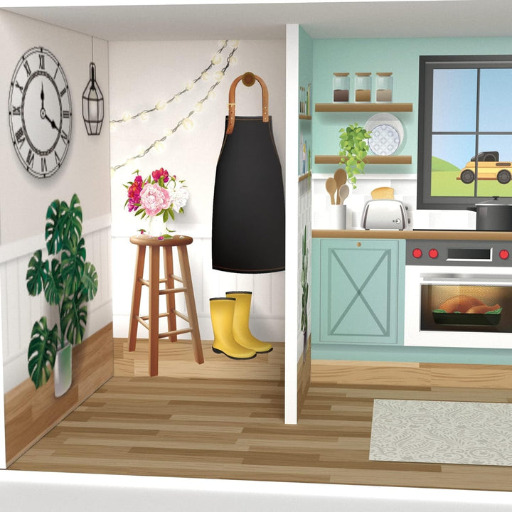 Olivia'S Little World Dreamland Farmhouse Kids Interactive Wooden Dollhouse 3 etaje cu 13 accesorii de mobilier pentru păpuși alb TD-13632A