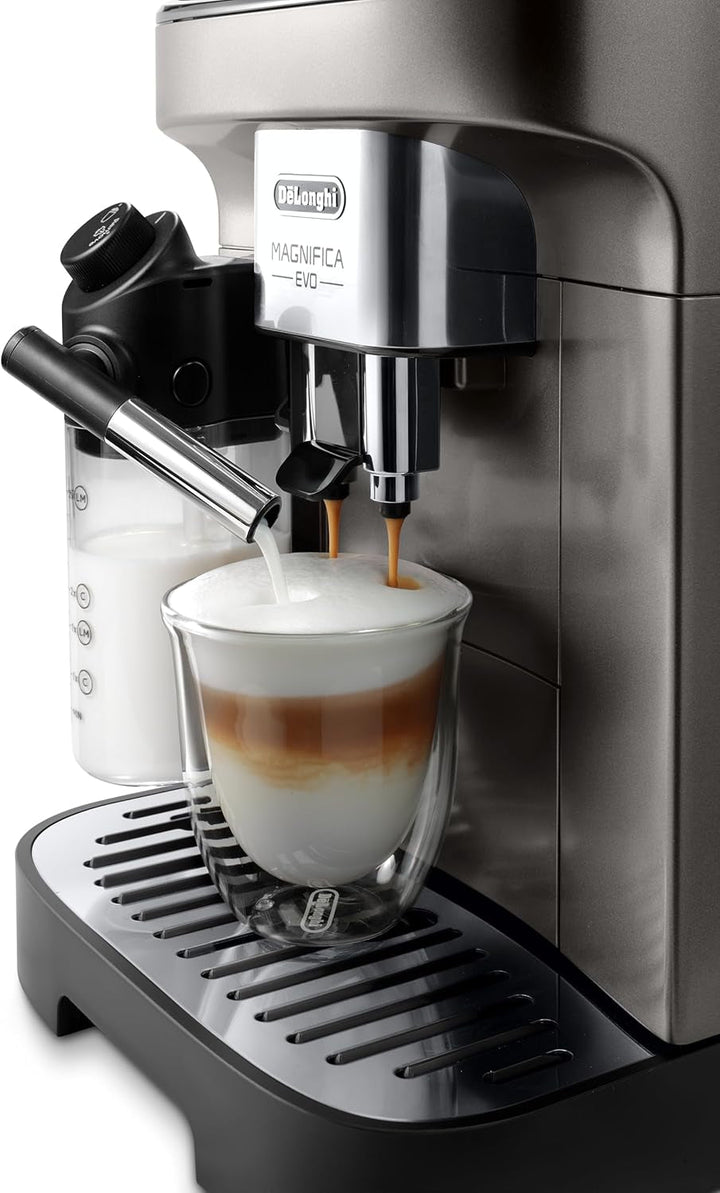 De'Longhi Magnifica Evo ECAM290.81.TB, Mașină de cafea complet automată, Dimensiuni compacte, Mașină Bean-to-cup, Spumă de lapte automată, 7 rețete, Display color Soft Touch, Titan/negru
