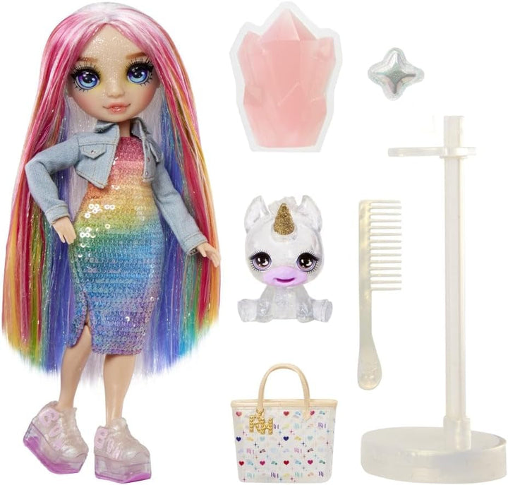 Păpușă Rainbow High Fashion cu slime și animal de companie - Amaya (Culori curcubeu) - păpușă strălucitoare de 28 cm cu slime sclipitor, animal magic și accesorii de modă - jucărie pentru copii - 4-12 ani