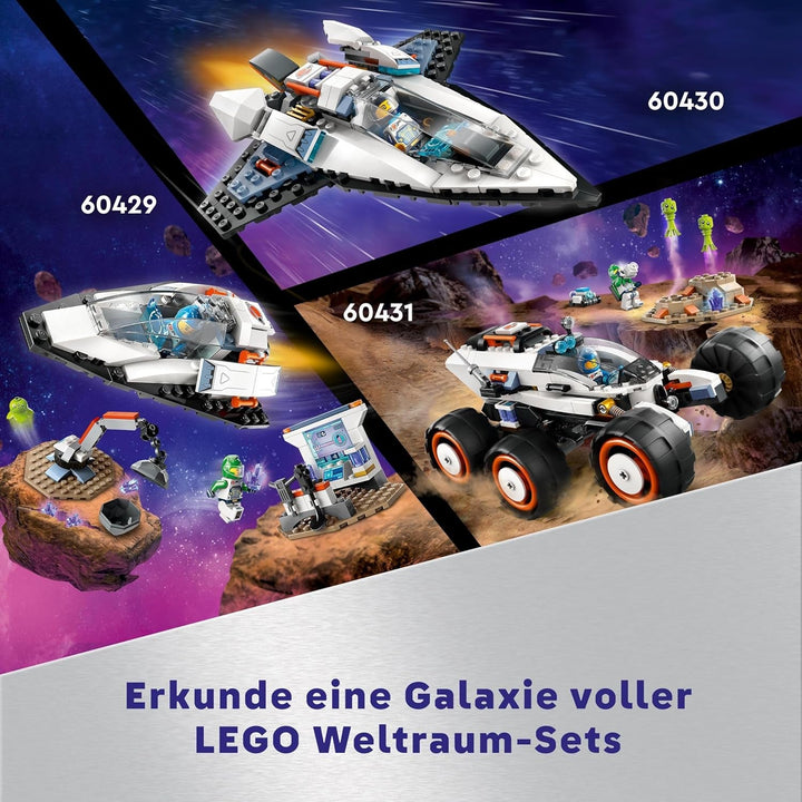 LEGO City Space Asteroid Recovery, jucărie spațială cu navă spațială, stație spațială, 2 minifigurine și o figurină extraterestră, cadou pentru copii, băieți și fete de la 4 ani 60429