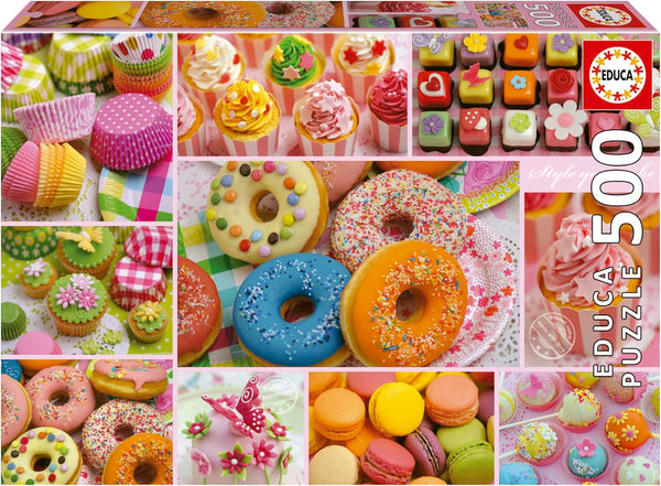 Educa - Puzzle de 500 de piese pentru adulti | Colaj de bomboane. Dimensiuni: 48 X 34 cm. Include lipiciul de puzzle Fixpuzzle. Pentru 11 ani (19904)