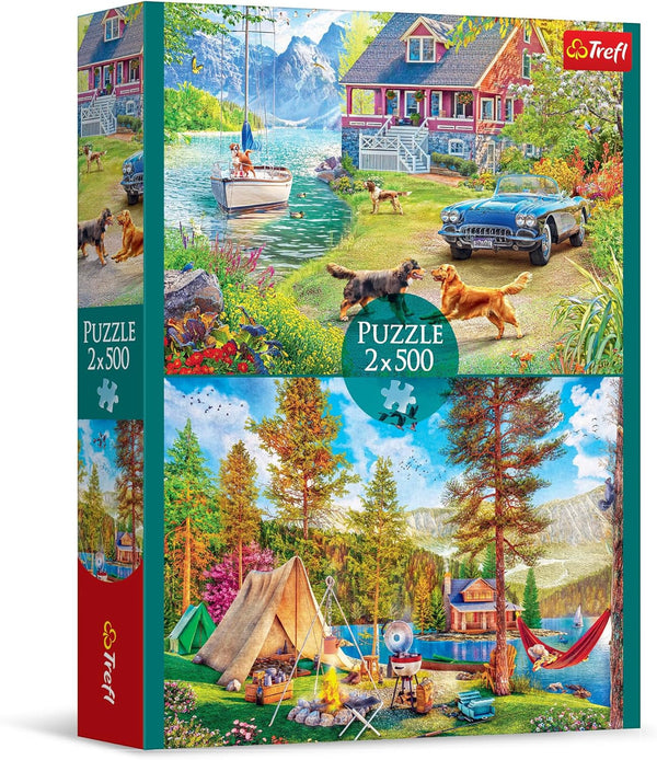 Trefl - Puzzle 2In1: Relaxare de vară - 2 X 500 piese - Set de două puzzle-uri, DIY, Divertisment creativ, Pentru adulți și copii de 10 ani și peste