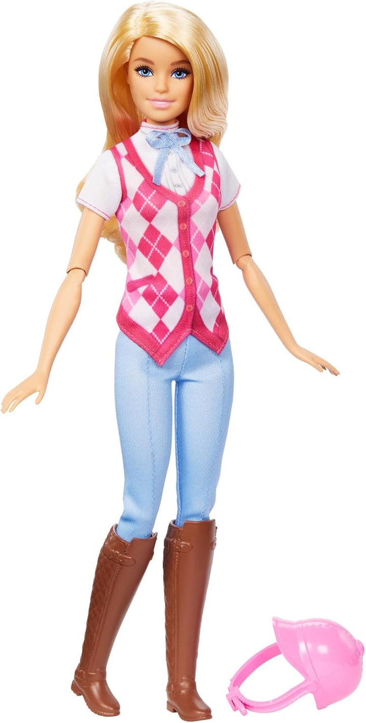 Păpușă Barbie Malibu "și accesorii de la Barbie Mysteries: Misterioasa aventură a calului", inclusiv păpușă de modă, costum de călărie detașabil și cască, HXJ38