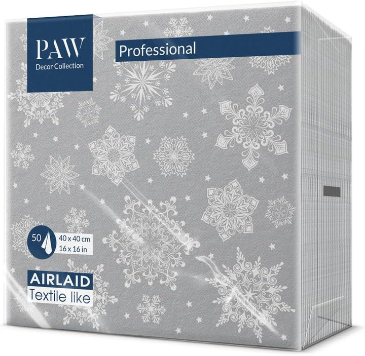 PAW - Șervețele Airlaid (40 X 40 Cm) I 50 Bucăți I Perfect pentru Crăciun, Iarnă, Sărbători I Decorațiuni de masă pentru Ajunul Crăciunului I Șervețele Airlaid Fabric-Like Winter Branches I Winter Branches
