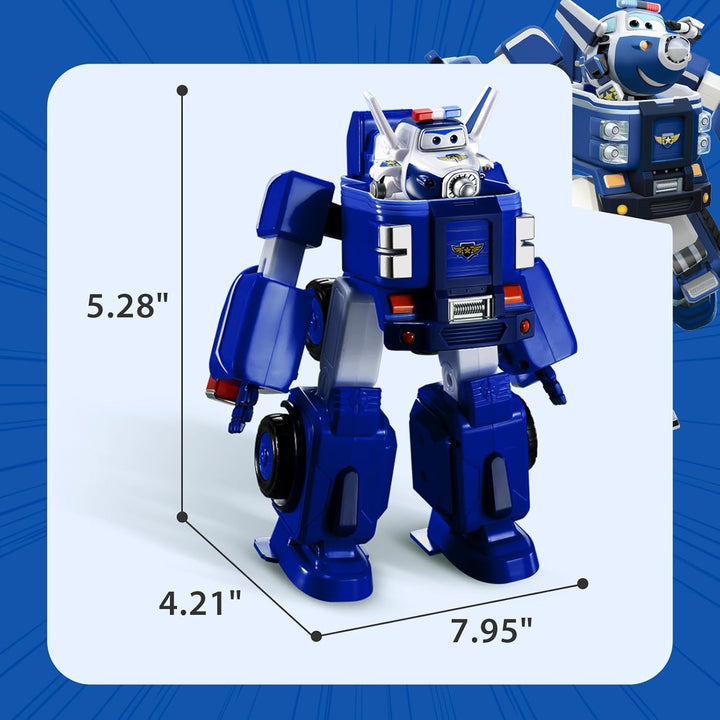SUPER WINGS - VEHICUL ROBOT CONVERTIBIL "PAUL'S CRUISER" 18 Cm + 1 FIGURĂ 5 Cm - Mașină și avion de jucărie Transform-A-Bots din serialul animat - Jucării pentru copii peste 3 ani