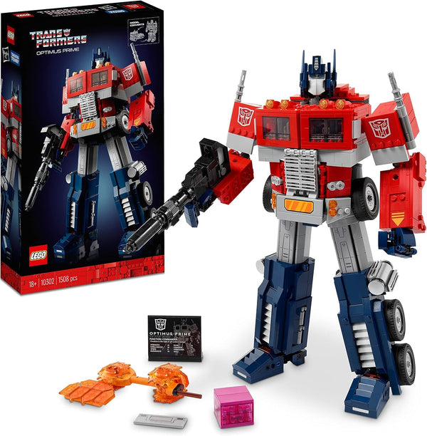 LEGO 10302 Icons Optimus Prime Set, 2In1 Robot Figura și camion Model, Transformers Toy Model Kit pentru adulți, Ziua de naștere sau Crăciun cadou pentru bărbați, femei, ea și el