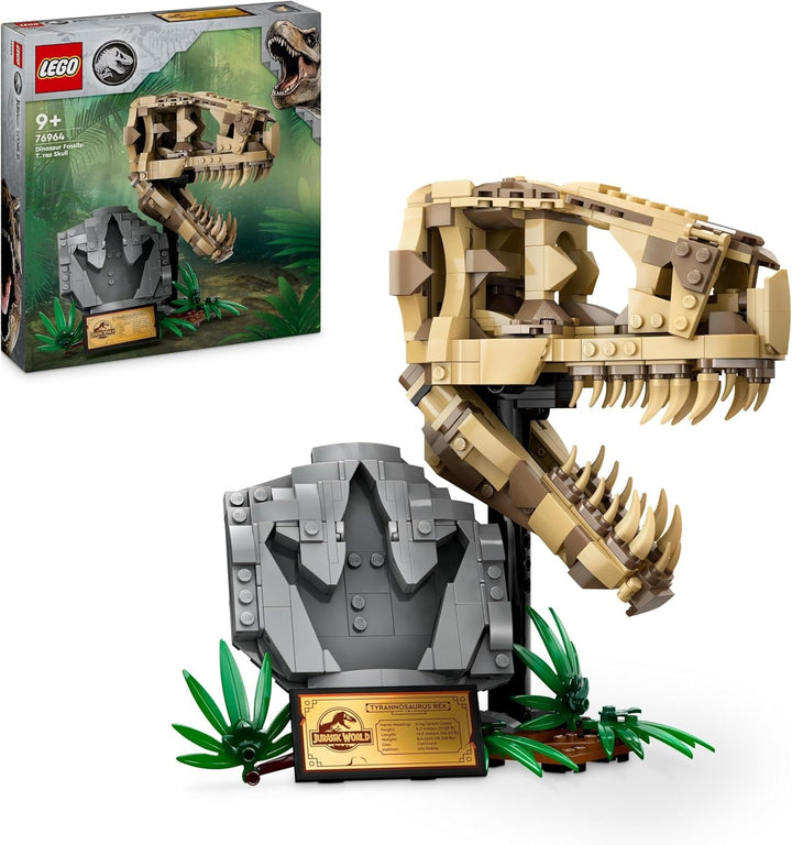 LEGO Jurassic World Dinosaur Fossils: T. Rex Head, jucărie dinozaur de construit, decor dinozaur pentru camera copiilor, craniu T-Rex schelet cu amprentă, cadou pentru băieți și fete 76964