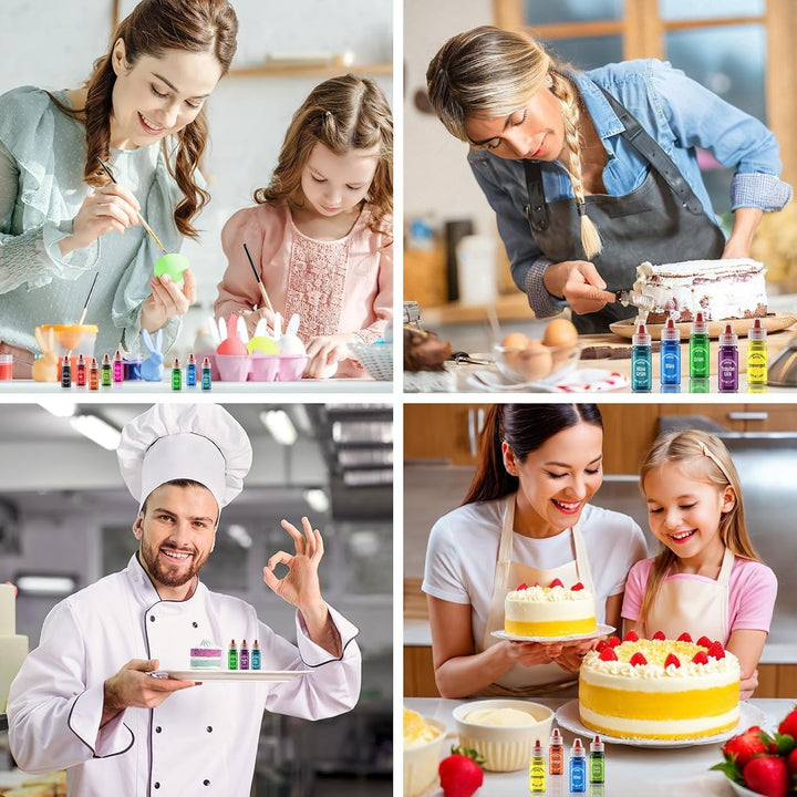 Colorant alimentar liposolubil, 10 culori colorant alimentar pe bază de ulei pentru decorarea tortului de ciocolată, set de coloranți alimentari foarte concentrați pentru fondant, cupcake, copt, colorant alimentar - 6 ml fiecare