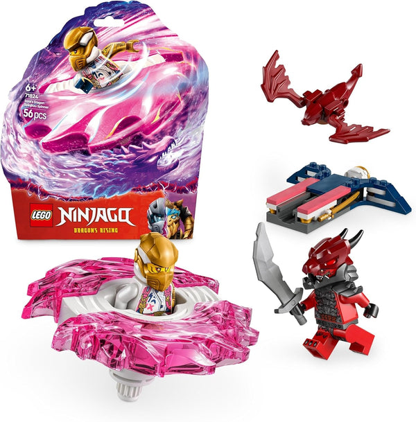 LEGO NINJAGO Sora's Dragon Spinjitzu Spinner - Jucărie Ninja de acțiune cu 2 minifigurine - Set de joacă mic pentru copii - Idee de cadou pentru băieți și fete de la 6 ani 71824