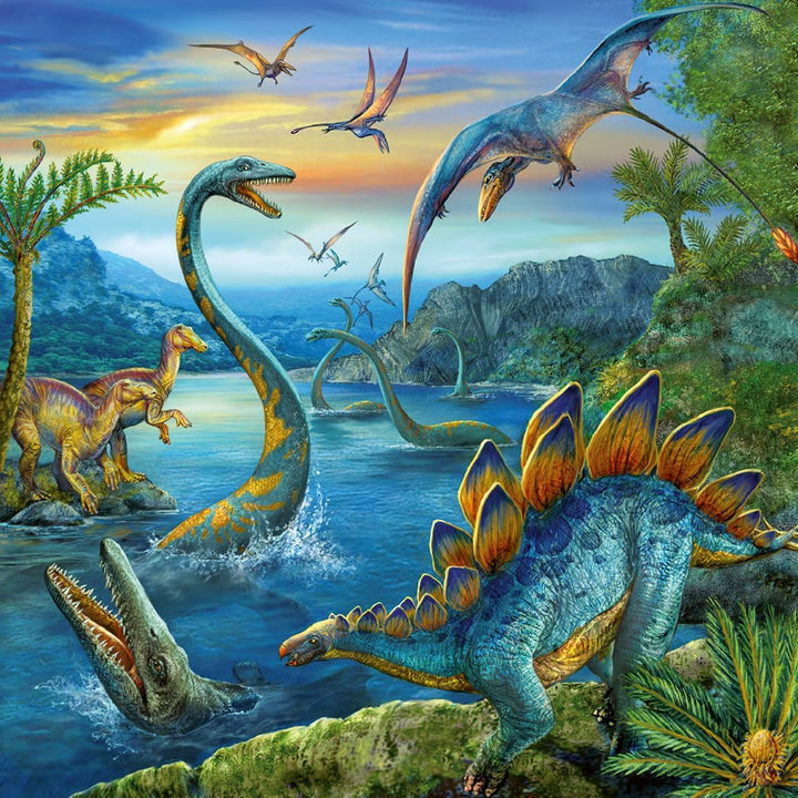Ravensburger Puzzle jigsaw pentru copii - 09317 Fascinația dinozaurilor - puzzle jigsaw pentru copii de 5 ani și peste, cu 3X49 piese