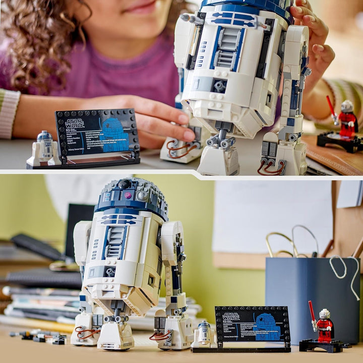 LEGO Star Wars R2-D2, set model pentru copii, băieți și fete, figurină droid construibilă cu minifigurina Darth Malek a 25-a aniversare și placă de decorare, idee de cadou de colecție 75379