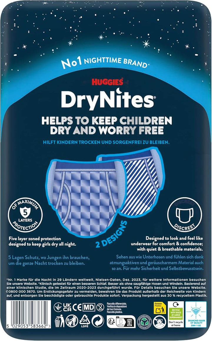 Huggies Drynites Nachtwindeln Bei Bettnässen, Für Jungen Ab 13 Bis Ca. 17 Jahre (48-60 KG), 27 Stück (3X9), Monatspack, Windel-Pants