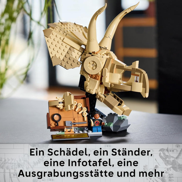 LEGO Jurassic World Dinosaur Fossils: Triceratops Skull Model, jucărie dinozaur pentru băieți și fete de la 9 ani, cadou pentru copii și fani Jurassic World 76969