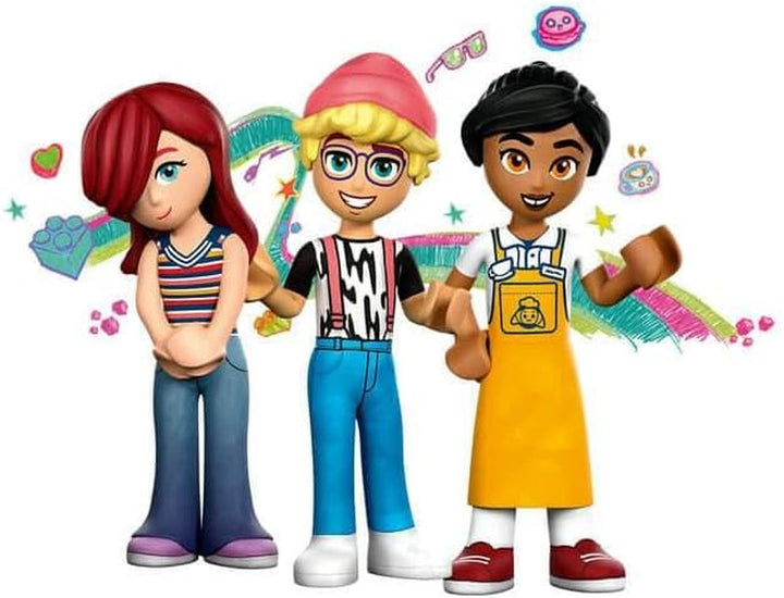 LEGO Friends Heartlake City Café, jucărie pentru copii, brutărie de jucărie, idee de cadou pentru fete și băieți cu vârsta peste 6 ani, set cu 3 figurine de joacă și figurină de câine 42618